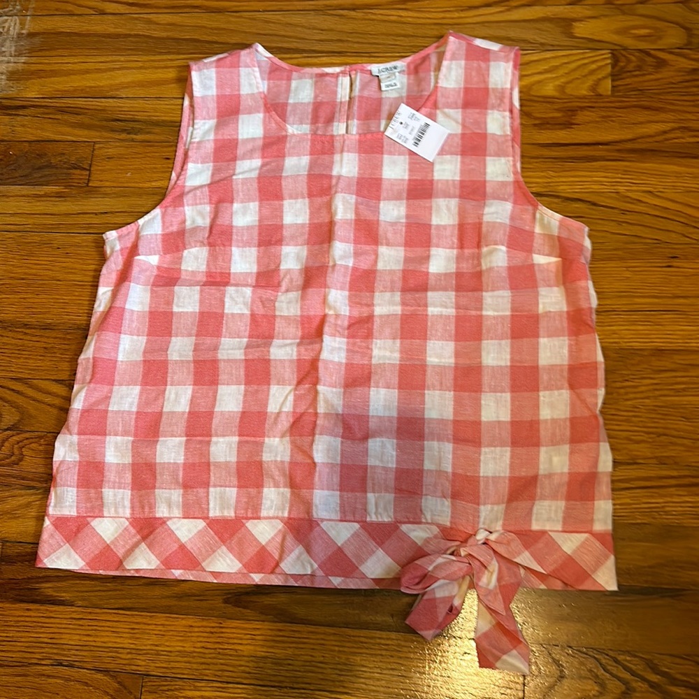 Jcrew Factory sleeves linen checker blouse, NWT